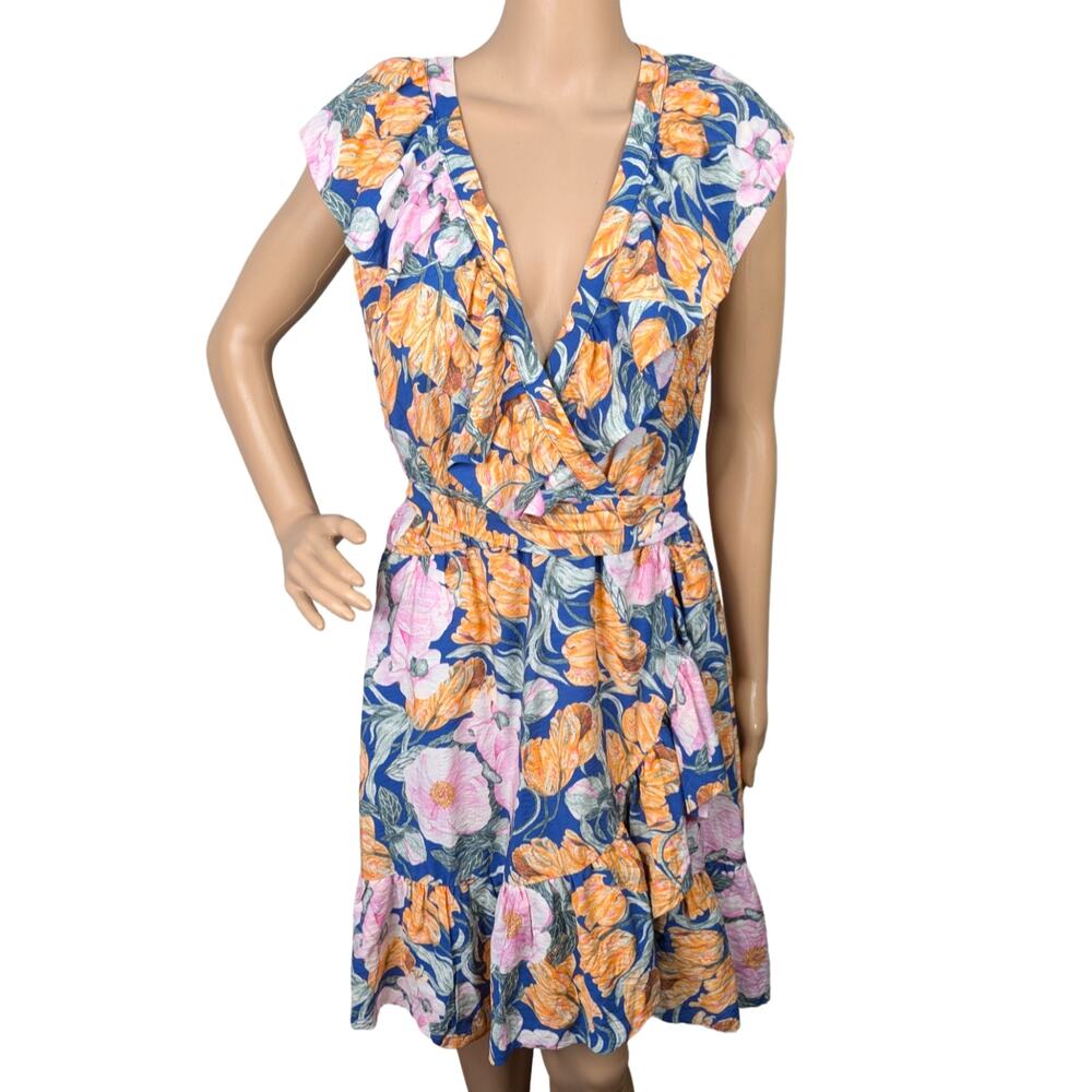 Anthropologie Cecilia Pettersson Floral Ruffle Wrap Dress XL Botanical Cottage